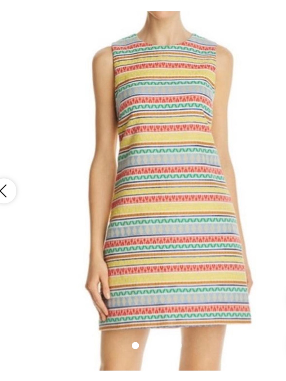 Alice + Olivia Sleeveless Multi-Color Embroidered Striped Shift Dress